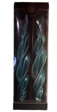 VTG 1997 Holy Land Handmade Israel Metallic Green Swirl Twisted 12" Candles