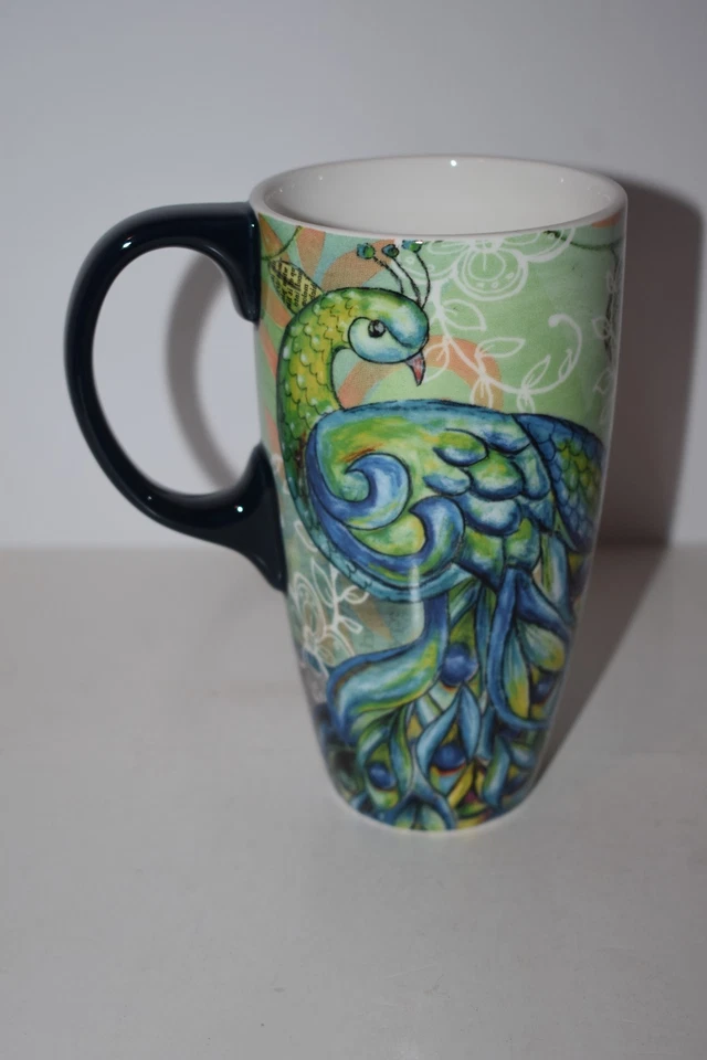NEW IN BOX LANG PRETTY PEACOCK 18oz. CERAMIC LATTE MUG - GIFT BOX - Image 3 of 4