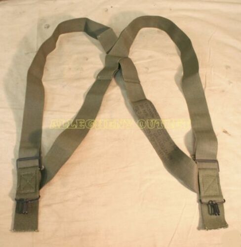 M1950 Trouser Pant Suspenders Elastic OD Green US Military Surplus EXC - Picture 1 of 12