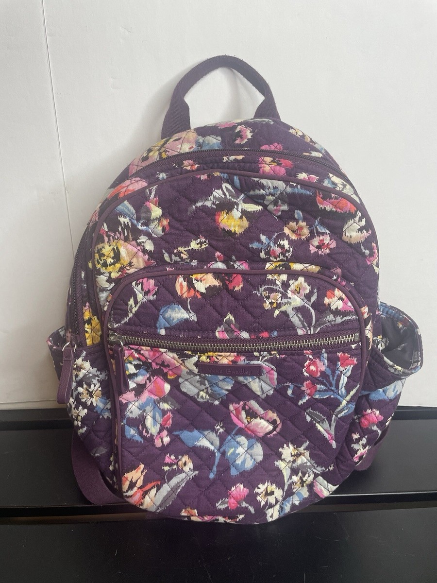 VERA BRADLEY Iconic Small Backpack Quilted Indiana Rose Burgundy