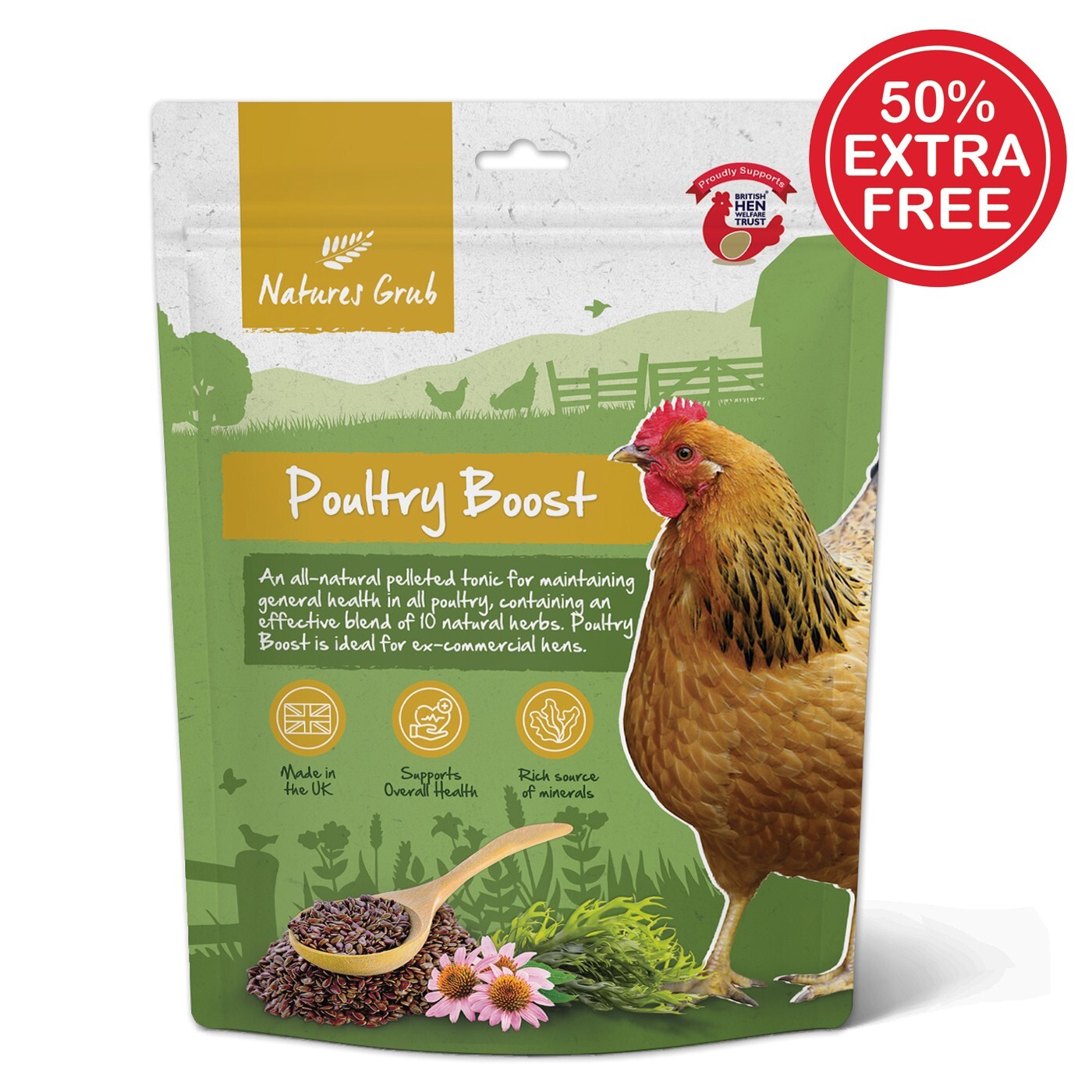 Poultry Boost 600g Pouch - Natures Grub Poultry, Chicken Tonic, Health Boost