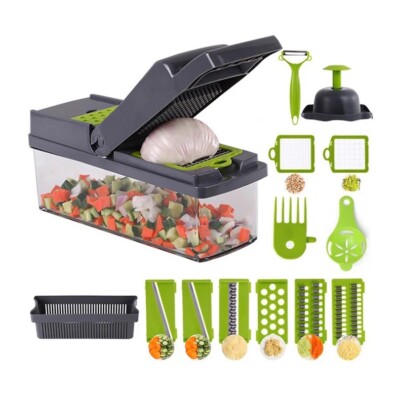 12 in 1 Vegetable Chopper Spiralizer Mandolin Slicer Grater with Container
