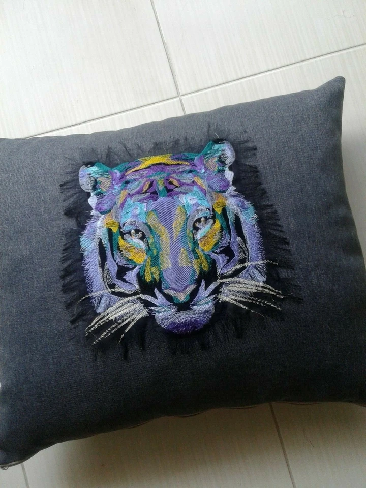 Lilac Tiger Large Handmade Embroidered Patch from Ukraine - Image 3 of 4