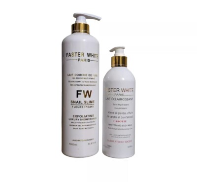 2pcs FASTER WHITE Paris SNAIL [SLIME] Super Whitening Body Lotion & Shower Gel