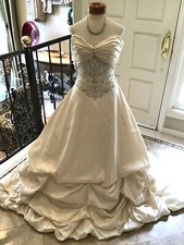MON CHERI Couture NEW BRIDAL gown Wedding Dress Strapless Embroidered Gold 8