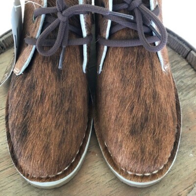 UWEZO Chukka Boots Mens 12 Cowhide Desert Boots Hair On Hide Black/White EU 45 MENS Black White Authentic COW HAIR Leather Cowboy Western  main image 2