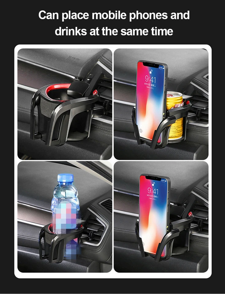 Adjustable Phone Cup Holder Mount Hook Clip ABS for Car Air Vent Outlet Bracket - Image 4 of 4