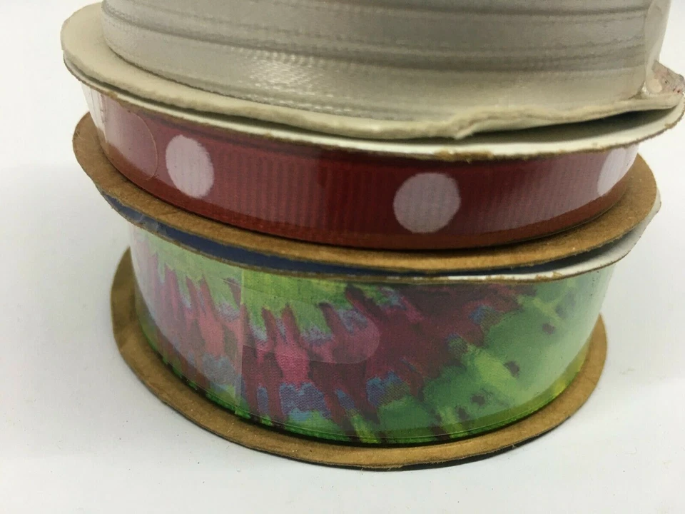 Vintage Christmas Ribbon Lot of 4 Rolls Wreath, 1/2 in Craft and Floral Ribbons  - Image 4 of 4