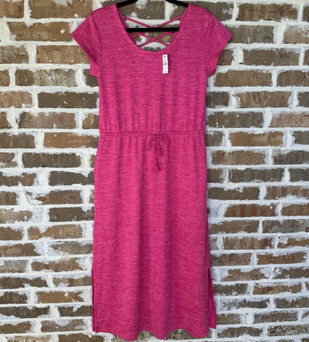 Talbots Maxi Dress Jersey Knit Hot Pink Barbiecore Tassel-Tie Women's Size M NWT