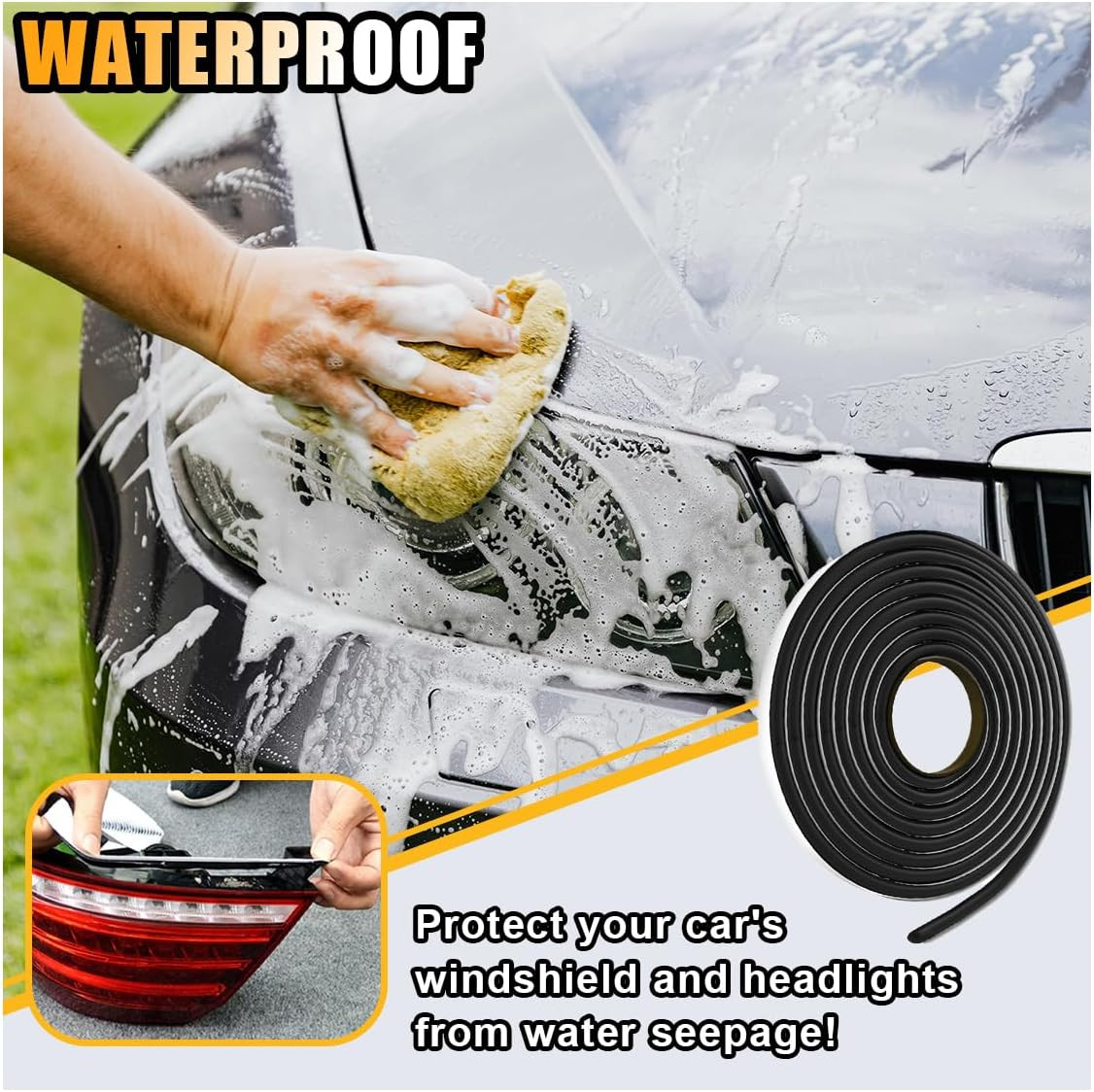 8Mm×13Ft Butyl Rubber Sealant Tape, Waterproof Butyl Rope Putty Tape, Headlight 