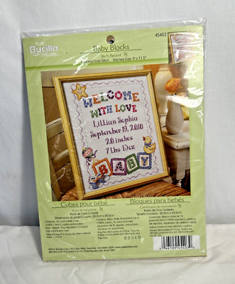 Bucilla Baby Blocks Birth Record Counted Cross Stitch Kit 45403