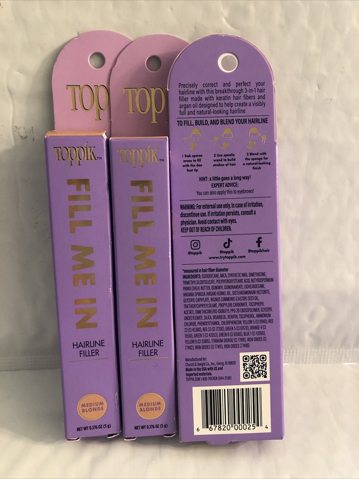 3x Toppik Hairline Filler Thicker Fuller Medium Blonde Fill Me In 0 ...