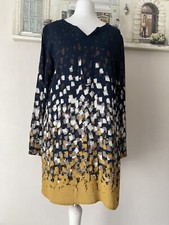 White Stuff Women Shift Tunic Short Dress UK 8 Bold Geometric Print Long Sleeve