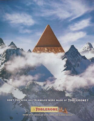 2011 Toblerone Chocolate Candy - Swiss Alps Mountain Peak Clouds- Print Ad Photo