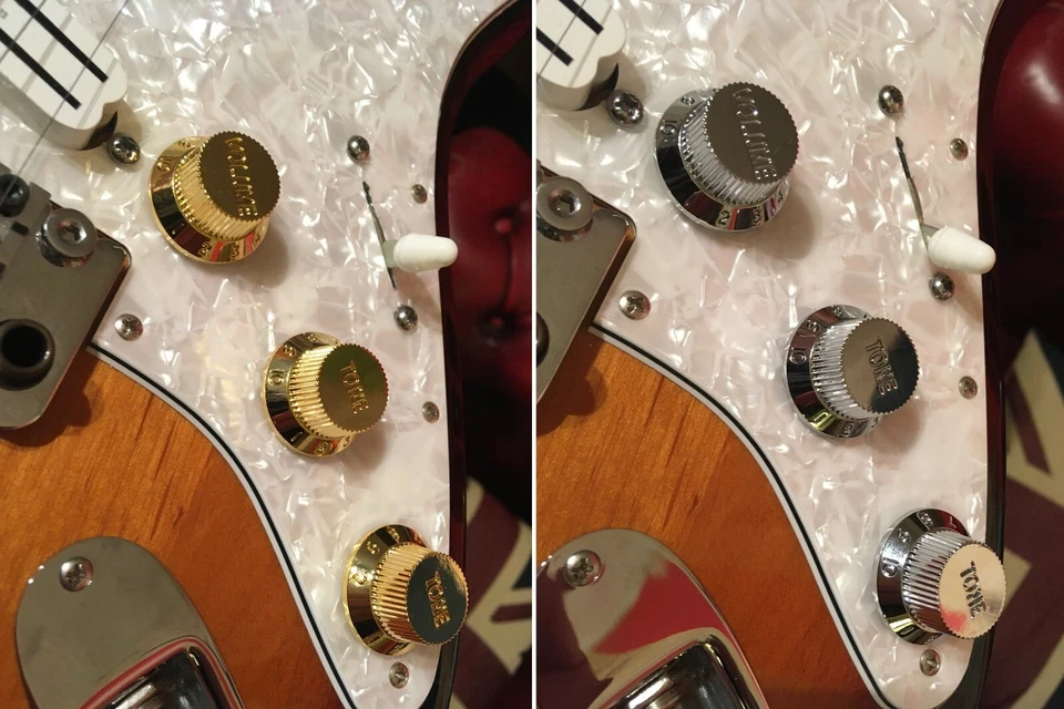 GENERIC PART Gold oder Silber Strat Stratocaster Volumen- & Tonknöpfe 3er-Set für Fender Squier