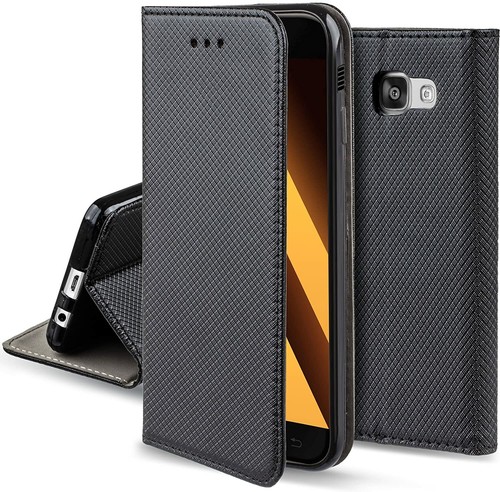 CUSTODIA LIBRO PER PER SAMSUNG GALAXY A5 2017 - COVER SMART MAGNET CASE NERO - Foto 2 di 8