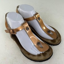 Sandalia de cuña Birkenstock Papillio Ashley Birko-Flor para mujer EE. UU. 8 bronce con correa trasera