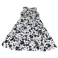 Chaps White Blue And White Floral Sleeveless Dress Women's Size 8 Cocktail