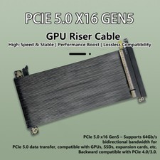 PCI E PCIe 5.0 X16 Riser Cable Plated Shielded Double Reverse PCI Express Gen5