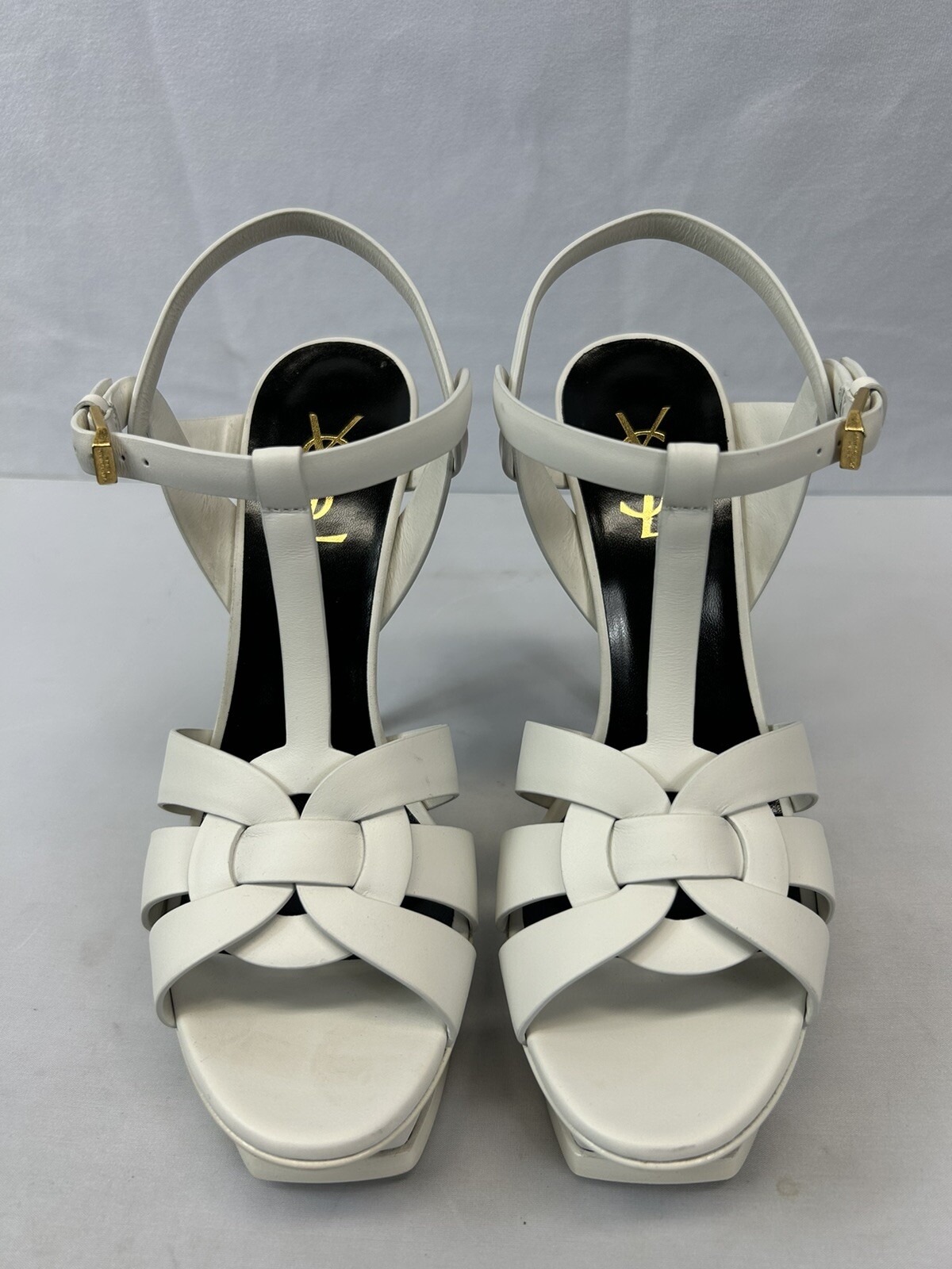 SAINT LAURENT SANDALI PLATEAU TRIBUTE SAINT LORENT IN PELLE LISCIA taglia US 10 5