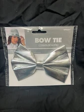 Amscan Silver Bow Tie Party Accessory Costume Halloween Elastic Neckband NIP