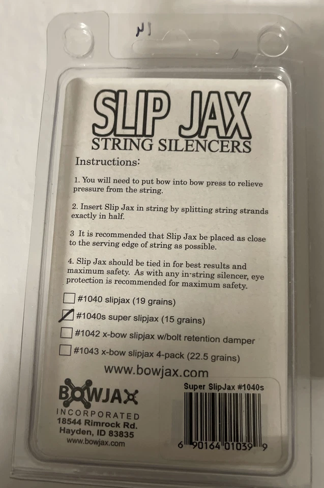 Bowjax Super Slip Jax Black Bow String Dampener Silencer #1040s 4 Ea Bowhunting - Image 2 of 4
