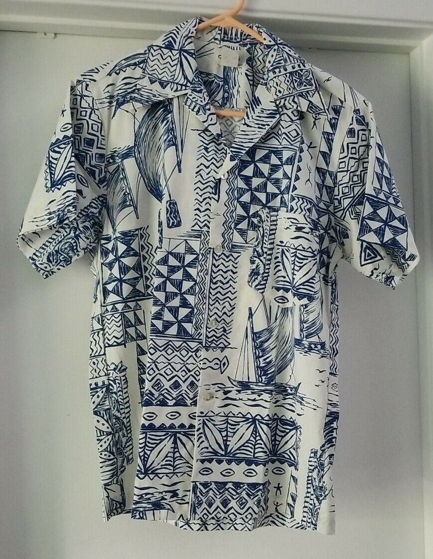 Vintage DEBR'S Waikiki Hawaiian Shirt Sz S 100% C… - image 1