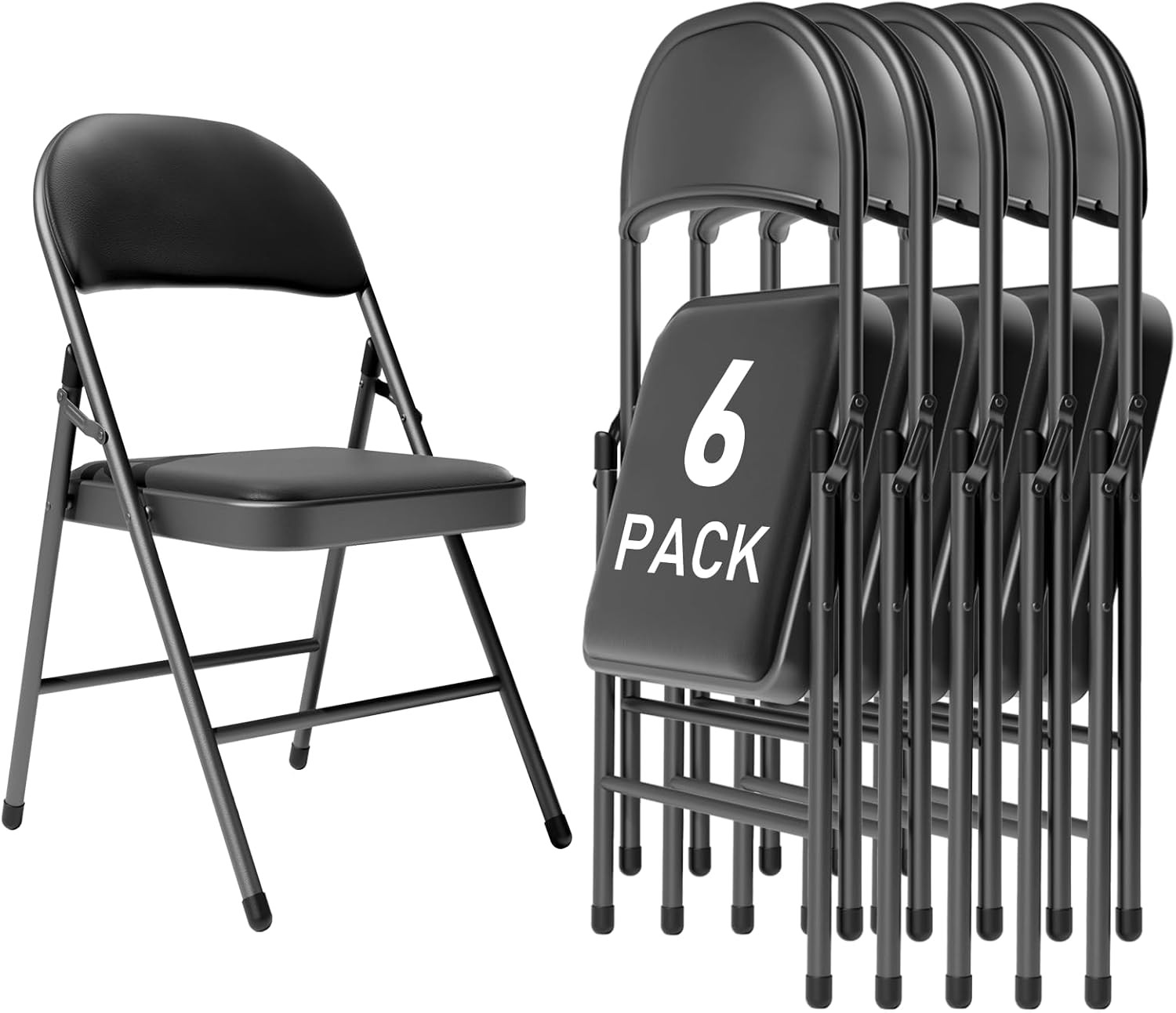 S 6 Pack, 350lbs Heavy-duty Steel Frame Foldable Chair