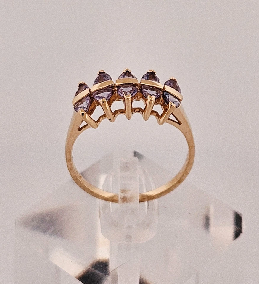 El 14k solid gold vintage approx .50 ct tw tanzanite ring sz 8 - Image 3 of 4