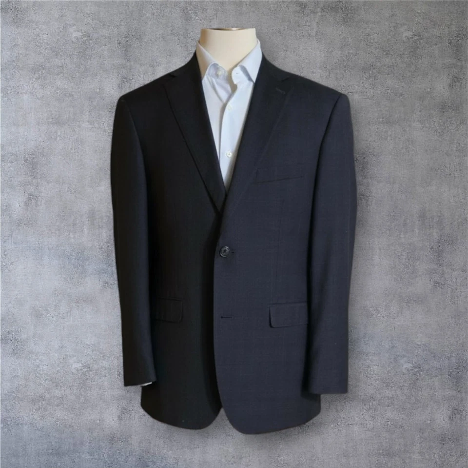 ZANETTI Chaqueta de traje de 2 piezas para hombre 48L Pantalón 40Wx30L LANA Gris Ventana Foto 2 de 4