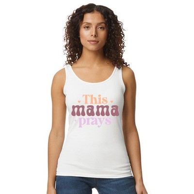 This Mama Prays Damen Trägershirt Tank Top christliche Mama Muttertag Geschenk für sie