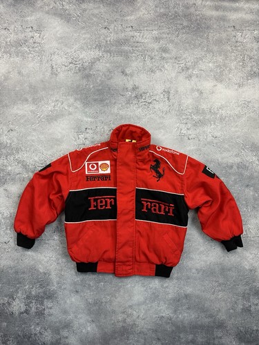 Vintage Ferrari F1 Vodafone Racing Jacket Red Black Kids Size Small Y2K Bomber