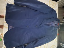 HUGO BOSS Blue Wool Twill Single-Breasted Suit Jacket, Two-Button, Notch Lapel