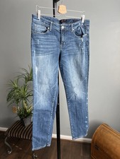 Seven7 Skinny Distressed Stretch, Women's Jeans Pants, medium blue size 12 