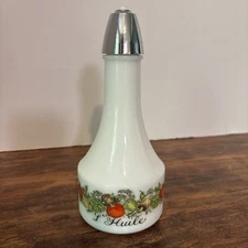 Gemco USA for Corning Spice of Life Oil or Vinegar Cruet Milk Glass Bottle