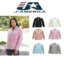 J America Ladies Epic Sherpa 1/4 Zip Fleece Warm S-2XL New 7 Colors 8451