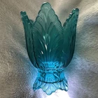 Fenton Glass Bloom 2 Way Candleholder Green Turquoise 41/4”tall. Mint condition!