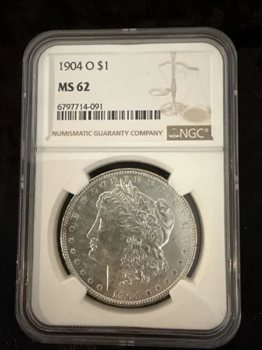 1904 O MORGAN SILVER DOLLAR NGC MS 62 UNCIRCULATED