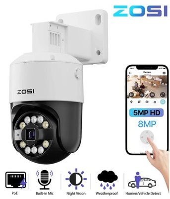 ZOSI C296 5MP/8MP PoE Überwachungskamera Außen Schwenkbar PTZ Kamera Auto  Erken