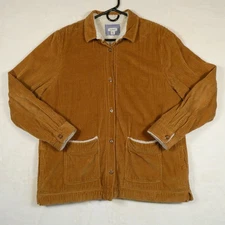 LL Bean Comfort Corduroy Shearling Lined Shirt Size L Shacket Barn Chore Coat 