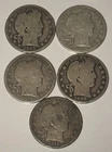 1893-1911 Barber Silver Half Dollars, Mixed Mints Lot Of 5  AUCTION