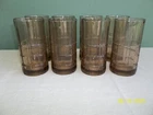 Set of 8 Vintage Anchor Hocking Brown Tartan Flat Iced Tea Glasses VGC!