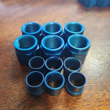 6AN 3/8" Hardline Nut and Sleeve Aluminum Blue 6 Ea.