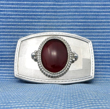 Western Belt Buckle Honey Amber Agate Mount Cowboy Cowgirl Vtg 70s .CPA489