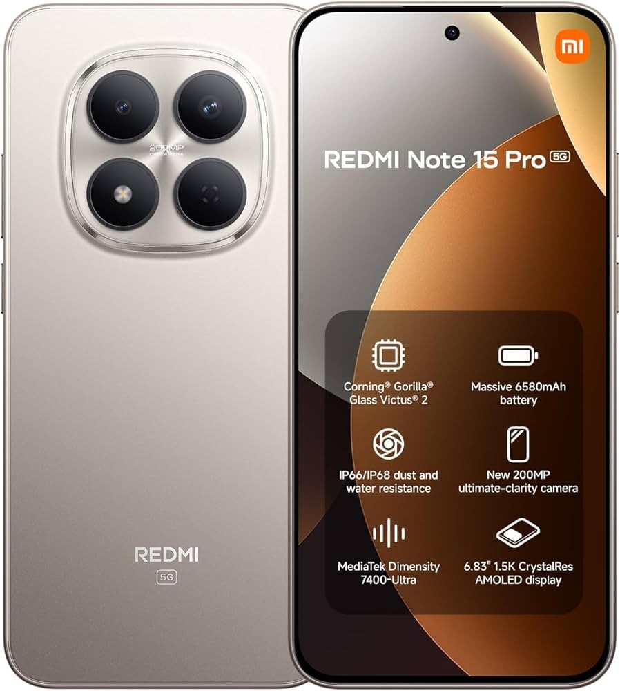 Xiaomi Redmi Note 15 Pro 8+256GB 6.83" 5G Titanium NUOVO 24 MESI DI GARANZIA