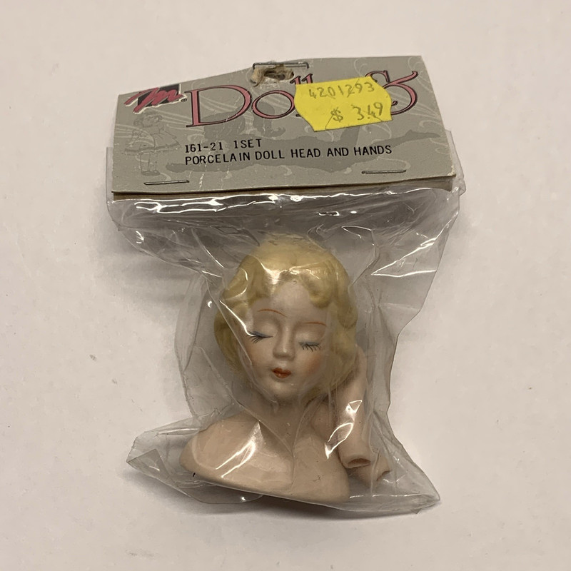 Mangelsen's Hand Painted Porcelain Girl Doll Head & Hands Blonde Light 161-21
