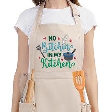Funny Cooking Aprons for Women, Cute Embroidered Womens Kitchen Apron with Po...