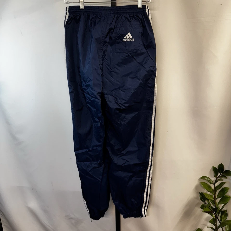 Vtg Adidas NY Drawstring Men S (28-30”) Navy White Nylon Windbreaker Track Pants - Image 2 of 4