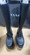 COACH women  WESTERLY TALL RAIN RIDING BOOTS  SIZE 7B RUBBER G2861 Boot
