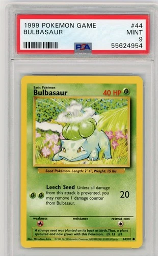 1999 POKEMON BASE SET UNLIMITED #44 BULBASAUR PSA 9